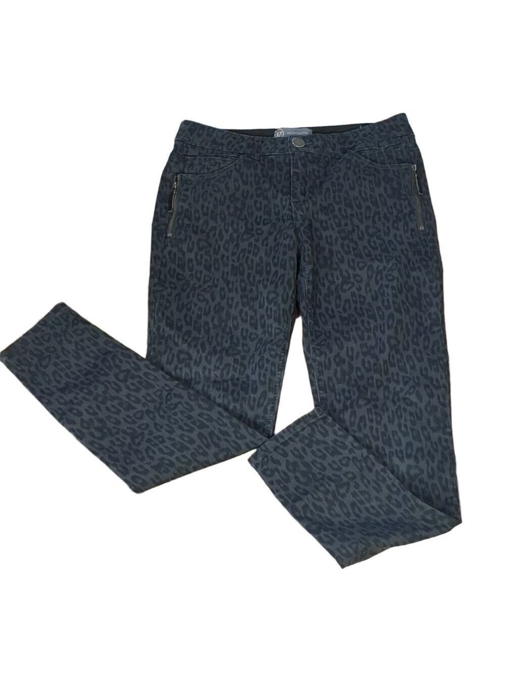 WIT & wisdom gray leopard jeans size 6